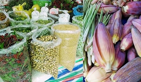 Khua Din Market　Talat Khuadin　クアディンマーケット　市場　タラートクアディン　バナナの花　マルベリー