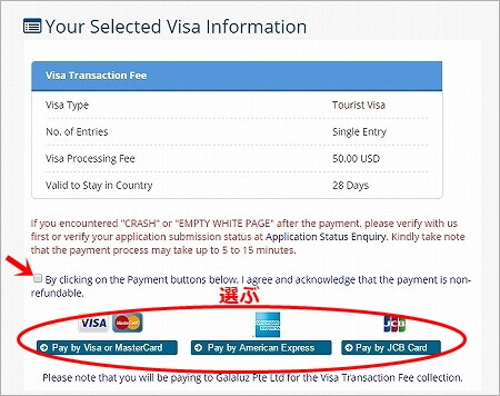 ミャンマーのビザのオンライン申請の方法（e-Visa）決済