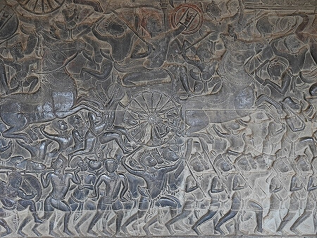 カンボジア　アンコールワット　遺跡　レリーフ