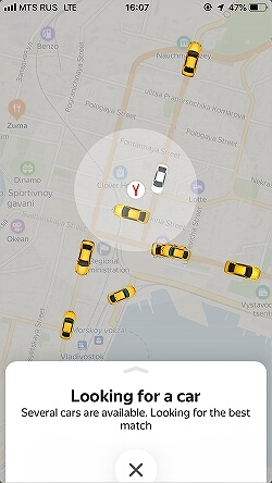 ロシア　タクシー配車アプリ　Yandex.Taxi　使い方　ウラジオストク　ヤンデックス