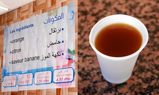 モロッコのサフィのジューススタンド「Chorba chrif」のジュースと材料と値段