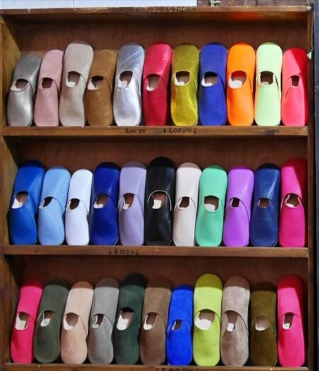 モロッコのマラケシュのおすすめバブーシュ屋さん「Benzarrou Jaafar」のバブーシュ（ベンザロウ・ジャファール）