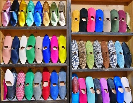 モロッコのマラケシュのおすすめバブーシュ屋さん「Benzarrou Jaafar」のバブーシュ（ベンザロウ・ジャファール）