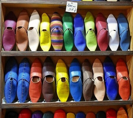 モロッコのマラケシュのおすすめバブーシュ屋さん「Benzarrou Jaafar」のバブーシュ（ベンザロウ・ジャファール）