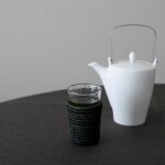 モロッコのマラケシュのお土産、シックな黒いラフィアグラスホルダー付きモロッコグラス（モロカングラス、モロッカングラス、ミントティーグラス）