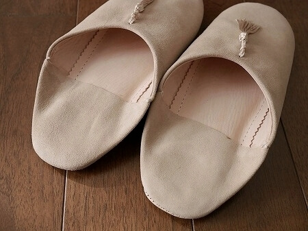 モロッコのマラケシュのおすすめバブーシュ屋さん「Benzarrou Jaafar」で買ったバブーシュの内側、クッション（ベンザロウ・ジャファール）